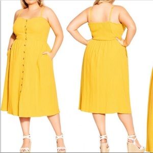 CITY CHIC Sleeveless Scallop Button Dress